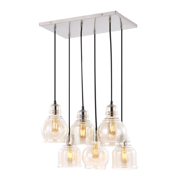 Sydney 18.88" Bohemian Farmhouse Iron/Glass Cluster LED Pendant - JONATHAN Y